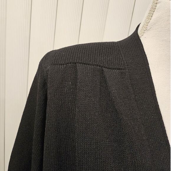 ST. JOHN VINTAGE BLACK OPEN-FRONT LONG CARDIGAN – SIZE P – KNIT – RIBBED CUFFS - Picture 3 of 7